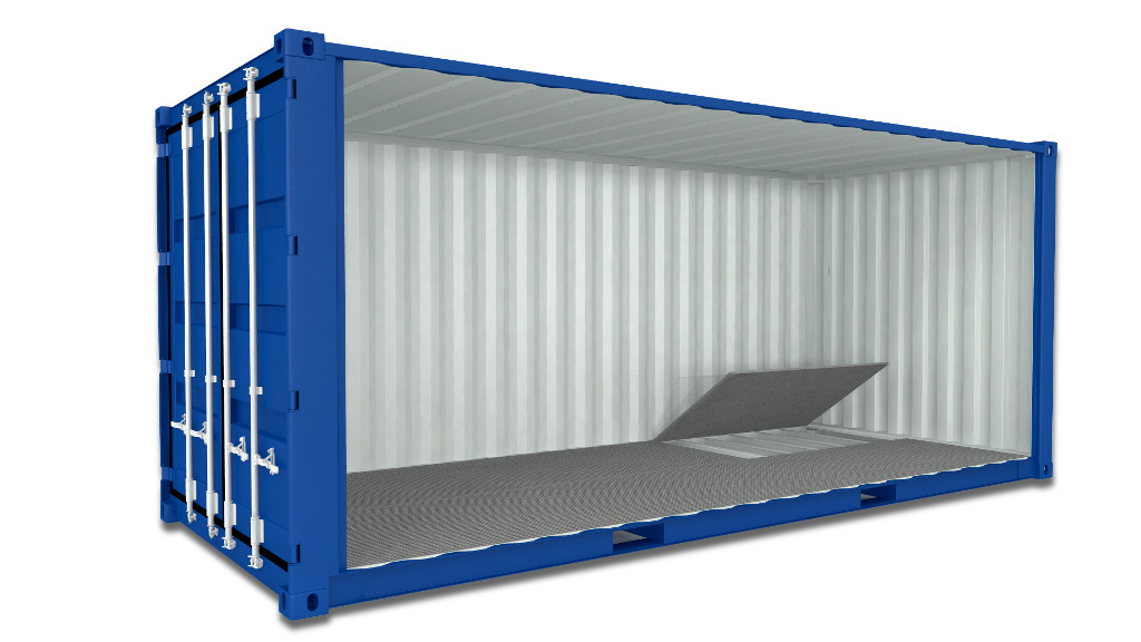 Container with floor drainage