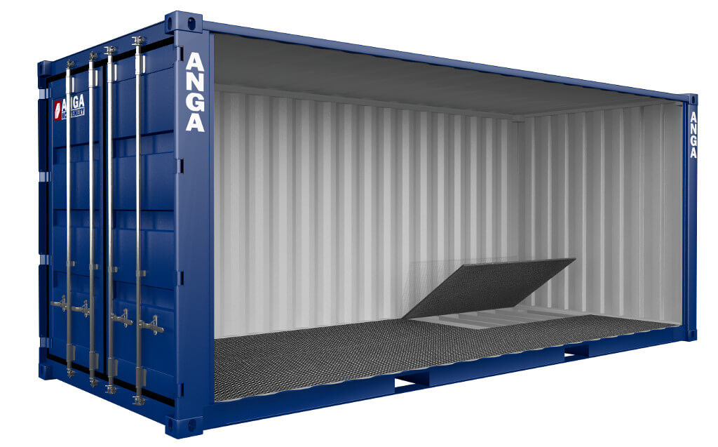 Storage container with drainage floor